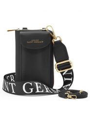ATELIERS SAINT GERMAIN Skórzana torebka w kolorze czarnym na telefon - 15 x 8 x 2 cm rozmiar: onesize. Czarne torebki klasyczne damskie ATELIERS SAINT GERMAIN, bez wzorów, z materiału, bez dodatków. Za 282.99 zł.