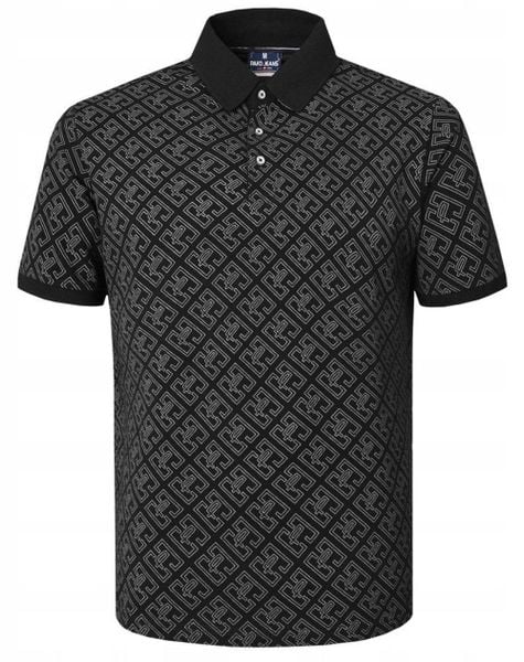 Bawełniana, Męska Koszulka Polo - Pako Jeans - Czarna, Wzór. Czarne koszulki polo męskie Pako Jeans, l, bez wzorów, z bawełny, bez ramiączek. Za 129.00 zł.