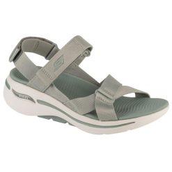 Sandały damskie, Go Walk Arch Fit Sandal - Attract. Szare sandały damskie Skechers, bez wzorów, bez obcasa. Za 259.99 zł.