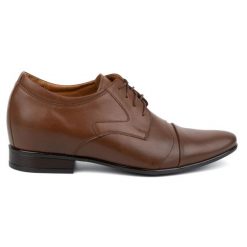 Olivier Buty męskie podwyższające skórzane eleganckie wizytowe P12 brązowe. Brązowe buty wizytowe męskie bez zapięcia. Za 453.66 zł.