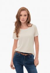 Elastyczna koszulka basic T-ANA. Białe t-shirty damskie Volcano, m, bez wzorów, z bawełny, bez ramiączek. Za 59.99 zł.