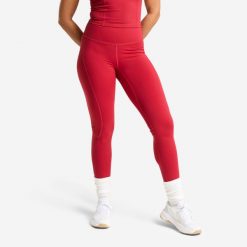 Legginsy fitness damskie Domyos wysoki stan. Czerwone legginsy sportowe damskie DOMYOS, m, bez wzorów, z elastanu, z podwyższonym stanem, na fitness i siłownię. Za 119.99 zł.