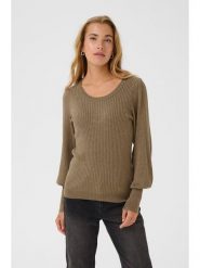 Kaffe Sweter w kolorze jasnobrązowym rozmiar: XL. Brązowe swetry klasyczne damskie Kaffe, xl, bez kołnierzyka. Za 104.99 zł.