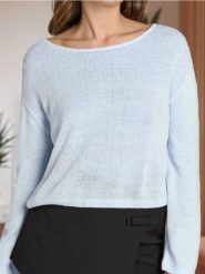 Luźny cienki sweter - niebieski. Niebieskie swetry klasyczne damskie Sinsay, l, bez kołnierzyka. W wyprzedaży za 24.99 zł.
