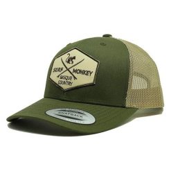 Czapka Trucker Surf Monkey / 6 paneli / Rozmiar uniwersalny (Zielony/Beżowy). Zielone czapki męskie SURF MONKEY, z aplikacjami. Za 179.95 zł.