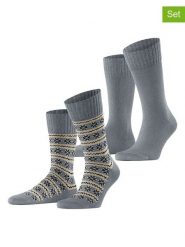 ESPRIT Skarpety (2 pary) "Scandi" w kolorze szaro-czarno-beżowym rozmiar: 39-42. Szare skarpetki męskie Esprit, bez wzorów, ze splotem. Za 34.99 zł.