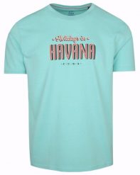 Męski T-Shirt marki Pioneer - Jasny Turkus, Wakacje w Hawanie. Niebieskie t-shirty męskie Pioneer, l, bez wzorów, z bawełny, bez kołnierzyka. Za 110.00 zł.
