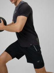 4F Spodenki treningowe szybkoschnące męskie - czarne XL. Czarne szorty sportowe męskie 4f, m, z materiału, na fitness i siłownię. Za 169.99 zł.