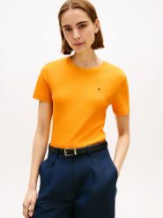 Tommy Hilfiger Koszulka Kobiety Bawełna pomarańczowy, XL. Brązowe t-shirty damskie Tommy Hilfiger, xl, bez wzorów, z bawełny, bez kołnierzyka. Za 169.95 zł.