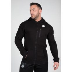 Bluza fitness męska Gorilla Wear Delta Hoodie rozpinana z kapturem. Czarne bluzy sportowe męskie GORILLA WEAR, bez wzorów, z bawełny, eleganckie, bez kołnierzyka, bez ramiączek. Za 336.10 zł.