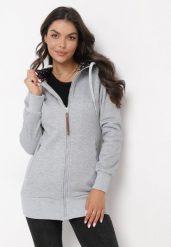 Jasnoszara Bluza z Polarem i Kapturem Laissete. Szare bluzy z kapturem damskie Born2be, s, z polaru. Za 59.99 zł.
