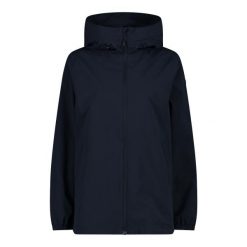 Damska wodoodporna kurtka zapinana na zamek CMP. Niebieskie kurtki damskie CMP, bez wzorów, bez kaptura. W wyprzedaży za 189.99 zł.