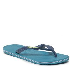 Japonki Havaianas. Niebieskie klapki damskie Havaianas, bez wzorów, bez obcasa. Za 59.99 zł.