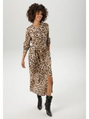 Aniston Sukienka w kolorze beżowo-jasnobrązowym rozmiar: 44. Brązowe sukienki damskie Aniston, bez wzorów, z tkaniny, bez kołnierzyka, bez ramiączek, maxi. Za 92.86 zł.