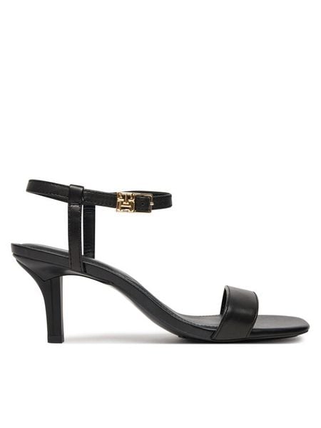 Tommy Hilfiger Sandały FW0FW08446 Czarny. Czarne sandały damskie Tommy Hilfiger, bez wzorów, ze skóry, bez obcasa, na szpilce. Za 399.99 zł.