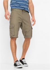Bermudy bojówki z czystej bawełny, Regular Fit. Zielone szorty męskie bonprix, bez wzorów, z bawełny. Za 129.99 zł.