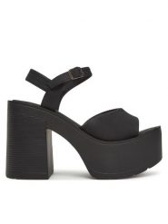 DeeZee Sandały ZB8358-1 Czarny. Czarne sandały damskie DeeZee, bez wzorów, ze skóry, bez obcasa, na słupku. Za 149.99 zł.