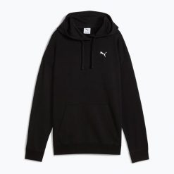 Bluza damska PUMA ESS Relaxed Hoodie TR. Czarne bluzy sportowe damskie Puma, xs, bez wzorów, z bawełny, bez ramiączek, długie, bez kaptura. Za 169.99 zł.