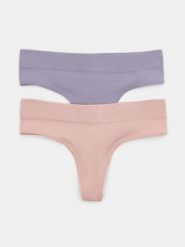 Bezszwowe stringi prążkowane 2 pack - wielobarwny. Stringi damskie Sinsay, l, bez wzorów, prążkowane. Za 19.99 zł.