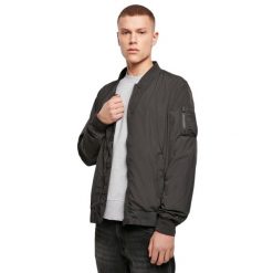 Męska Nylonowa Kurtka Bomberka. Czarne kurtki męskie BUILD YOUR BRAND, m, bez wzorów, z nylonu, sportowe, bez kaptura. Za 184.99 zł.