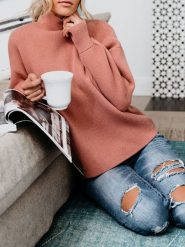 Milan Kiss Sweter w kolorze jasnoróżowym rozmiar: XL. Różowe golfy damskie Milan Kiss, xl, bez wzorów, bez ramiączek. Za 165.99 zł.