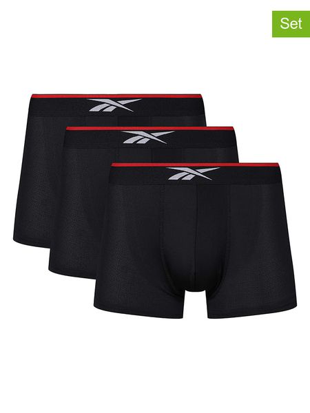 Reebok Bokserki (3 pary) "Glynn" w kolorze czarnym rozmiar: XL. Czarne bokserki męskie Reebok, bez wzorów. Za 91.56 zł.