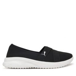 Półbuty Puma. Czarne półbuty damskie Puma, bez wzorów, bez obcasa, na płaskiej podeszwie. Za 179.99 zł.