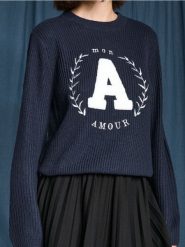 Sweter w prążek - granatowy. Niebieskie swetry klasyczne damskie Sinsay, l, bez kołnierzyka. W wyprzedaży za 22.99 zł.