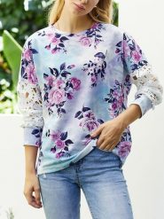 LA Angels Bluza w kolorze błękitno-fioletowym rozmiar: M. Niebieskie bluzy bez kaptura damskie LA Angels, m, z koronki. Za 87.81 zł.