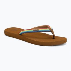 Japonki damskie Rip Curl Freedom Bloom Open Toe. Brązowe klapki damskie Rip Curl, bez wzorów, bez obcasa. Za 109.99 zł.