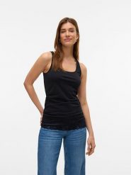 Vero Moda Top w kolorze czarnym rozmiar: L. Czarne topy damskie Vero Moda, l, bez wzorów, z koronki, bez kołnierzyka. Za 61.46 zł.