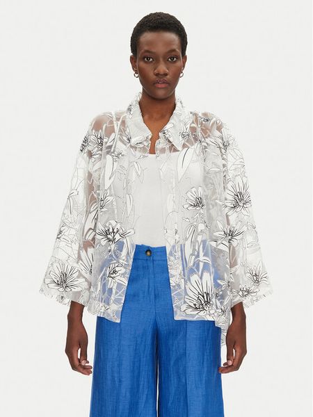 Joseph Ribkoff Bluzka 251102 Biały Boxy Fit. Białe bluzki damskie Joseph Ribkoff, bez wzorów, z wiskozy, bez ramiączek. Za 569.99 zł.