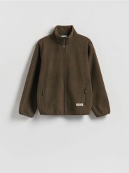 Polarowa bluza ze stójką - ciemnobrązowy. Brązowe bluzy bez kaptura męskie Reserved, l, z dzianiny. Za 139.99 zł.