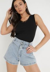 Czarny Top Bawełniany Auxillaa. Czarne topy damskie Born2be, l, bez wzorów, z bawełny, bez kołnierzyka. Za 29.99 zł.