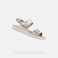 Sandały GEOX J SANDAL COSTAREI GI Srebrny. Szare obuwie trekkingowe damskie Geox. Za 182.99 zł.