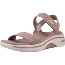 Sandały SKECHERS GO WALK ARCH FIT 2.0 Rose. Fioletowe sandały damskie Skechers, bez wzorów, z materiału, bez obcasa. Za 233.99 zł.