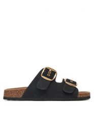 JENNY Klapki LB-P1597-YLD Czarny. Czarne klapki damskie Jenny, bez wzorów, z materiału, bez obcasa. Za 99.99 zł.