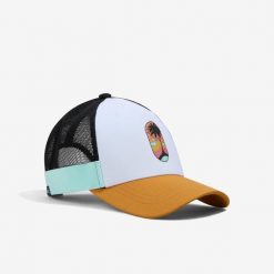Czapka z daszkiem w stylu trucker do siatkówki plażowej BV Cap. Białe czapki męskie KIPSTA, bez wzorów, z materiału. Za 39.99 zł.