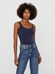 Vero Moda Top Maxi 10185110 Granatowy Regular Fit. Niebieskie topy damskie Vero Moda, s, bez wzorów, z bawełny, bez kołnierzyka. Za 49.99 zł.