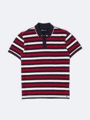 Koszulka męska polo w kolorowe paski Seulir 603. Czerwone koszulki polo męskie Big Star, l, z aplikacjami, z dzianiny, bez ramiączek. Za 159.99 zł.