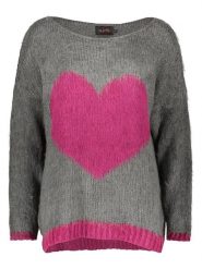 Miss goodlife Sweter "Heart" w kolorze szaro-różowym rozmiar: XL. Różowe swetry klasyczne damskie miss goodlife, xl, z wełny, bez kołnierzyka. Za 174.43 zł.