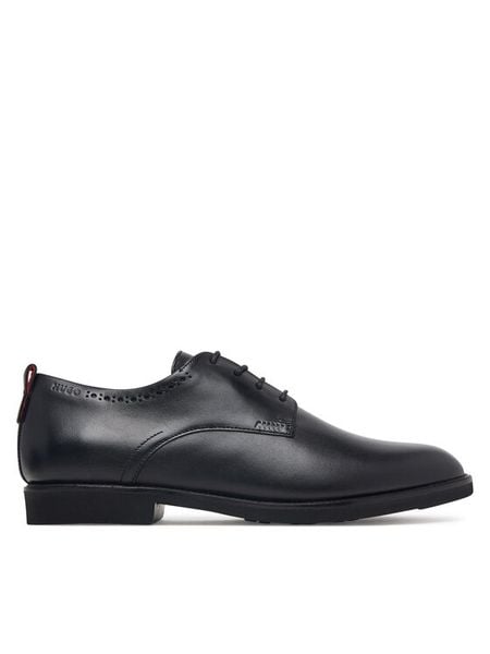 HUGO Półbuty Ginsby 50569007 Czarny. Czarne buty wizytowe męskie Hugo, ze skóry, bez zapięcia. Za 764.99 zł.