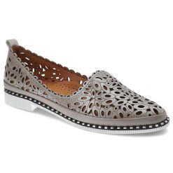 Brązowe Półbuty Ravini Stylowe Buty Damskie. Brązowe półbuty damskie Ravini, w ażurowe wzory, ze skóry, eleganckie, bez obcasa. Za 269.00 zł.