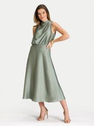 Swing Sukienka koktajlowa 5AI13700 Zielony Regular Fit. Zielone sukienki damskie Swing, bez wzorów, z syntetyku, wizytowe, bez kołnierzyka, bez ramiączek. Za 749.99 zł.