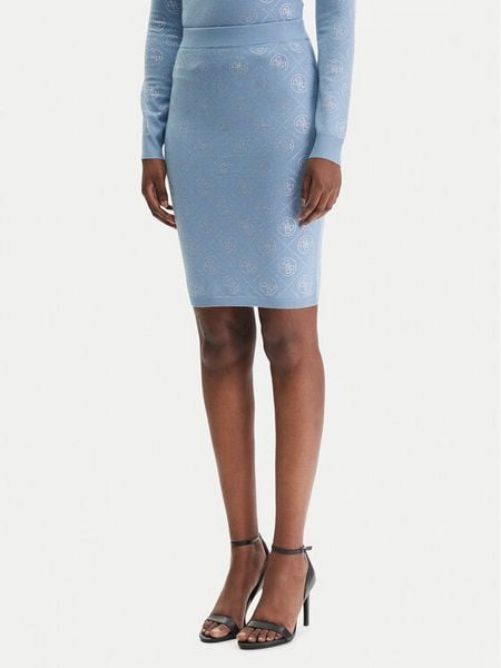 Guess Spódnica mini W6RD0O Z3JD2 Błękitny Regular Fit. Niebieskie spódniczki damskie Guess, s, z aplikacjami, z syntetyku, mini. Za 479.99 zł.