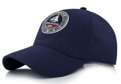 Bawełniana Bejsbolówka (Czapka z Daszkiem) - Pako Jeans - Print z Żaglówką, Granat. Niebieskie czapki męskie Pako Jeans, bez wzorów, z bawełny. Za 55.00 zł.