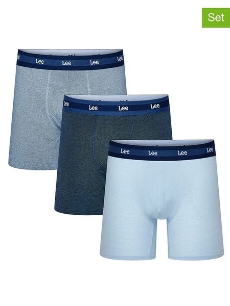 LEE Underwear Bokserki (3 pary) "Logue" w kolorze niebiesko-błękitnym rozmiar: M. Niebieskie bokserki męskie LEE Underwear, bez wzorów. Za 81.95 zł.