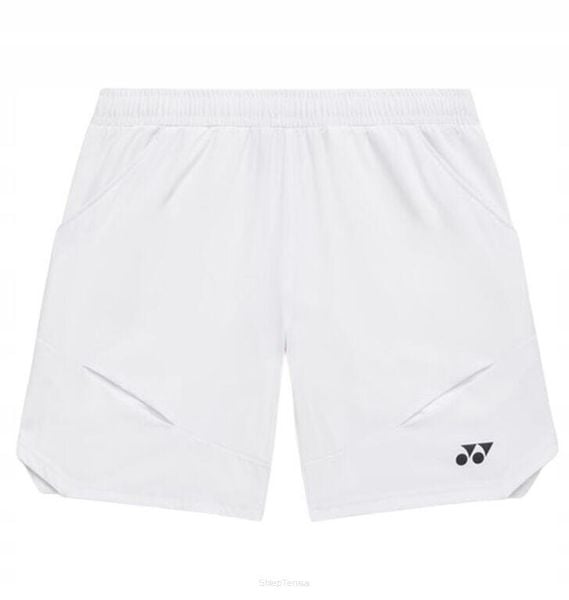 Spodenki tenisowe Yonex WIM 2026. Białe szorty męskie YONEX, bez wzorów, z materiału, biznesowe. Za 489.00 zł.