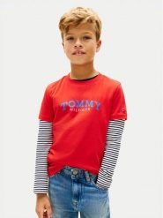 Tommy Hilfiger T-Shirt KB0KB10263 Czerwony Regular Fit. Czerwone t-shirty chłopięce Tommy Hilfiger, bez wzorów, z bawełny, bez ramiączek. Za 109.99 zł.
