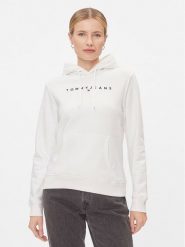 Tommy Jeans Bluza Linear DW0DW17324 Biały Regular Fit. Białe bluzy bez kaptura damskie Tommy Jeans, xs, z bawełny. Za 279.99 zł.